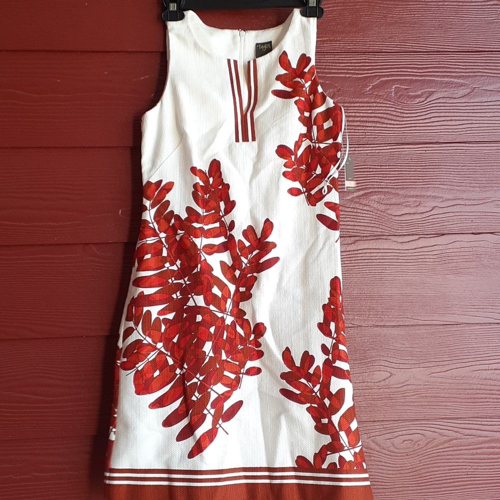 Taylor - 8827M Fern Print Sheath Dress - Picture 3 of 5